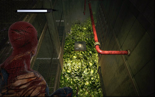 On the left there's a tunnel above which there are red pipes - 3 - Water Treatment Facility - Side missions - The Amazing Spider-Man - Game Guide and Walkthrough