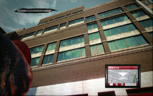 The rope hanging above the shop will take you onto the upper level of the skyscraper - Photo articles - Challenges - The Amazing Spider-Man - Game Guide and Walkthrough