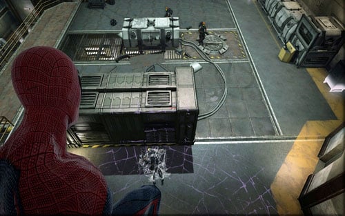 After taking a photo for the reporter, you will reach a big room filled with enemies - Chapter 03 - In the Shadow of Evils Past - p. 1 - Collectibles inside buildings - The Amazing Spider-Man - Game Guide and Walkthrough