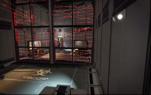 This item has been hidden behind the second laser wall and two turrets - Chapter 06 - Smythe Strikes Back - p. 1 - Collectibles inside buildings - The Amazing Spider-Man - Game Guide and Walkthrough