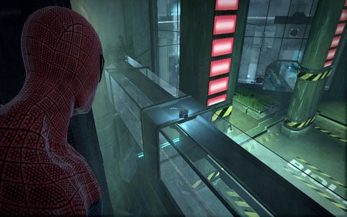 Quickly jump onto the wall on the other side and look right - Chapter 07 - Spidey to the Rescue - p. 2 - Collectibles inside buildings - The Amazing Spider-Man - Game Guide and Walkthrough