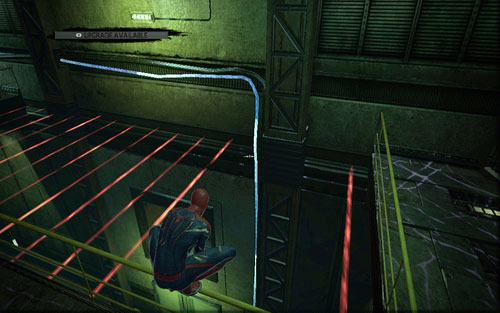 Beside the previous crate you should see a couple of red lasers - Chapter 07 - Spidey to the Rescue - p. 2 - Collectibles inside buildings - The Amazing Spider-Man - Game Guide and Walkthrough