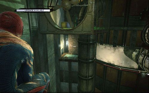 Grab onto the opposite wall, turn around and land by the fan - Chapter 12 - Where Crawls the Lizard? - Collectibles inside buildings - The Amazing Spider-Man - Game Guide and Walkthrough