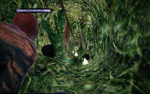 After reaching the corridor filled with acid, move to the other side with Web Rush - Chapter 12 - Where Crawls the Lizard? - Collectibles inside buildings - The Amazing Spider-Man - Game Guide and Walkthrough