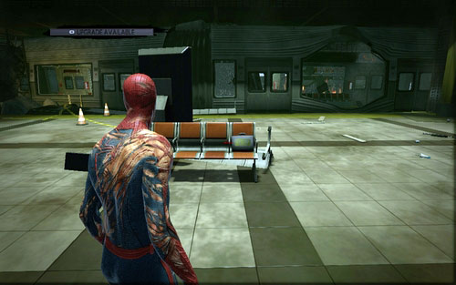 Behind the destroyed subway car you will find a station with orange chairs in the middle - St. Gabriel's Bank - Collectibles inside buildings - The Amazing Spider-Man - Game Guide and Walkthrough