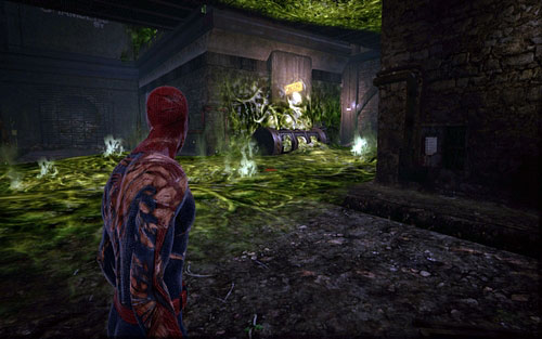 Inside the room with a pump, jump down and find another sign - Water Treatment Facility - Collectibles inside buildings - The Amazing Spider-Man - Game Guide and Walkthrough