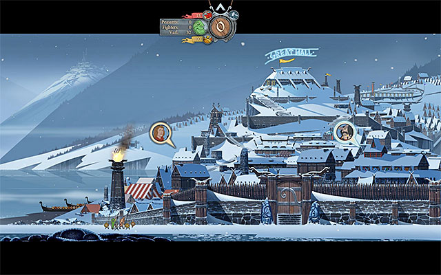 Before returning to the great hall you should meet Hakon and prince Ludin - Strand | Chapter 1 - Chapter 1 - The Banner Saga Game Guide