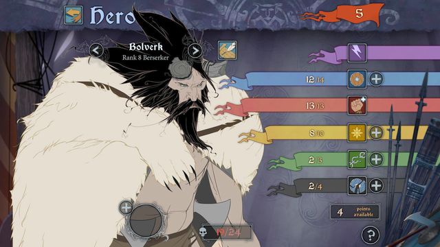 Bolverk is one of the heroes - Experience levels | Character advancement - Character advancement - The Banner Saga 2 Game Guide