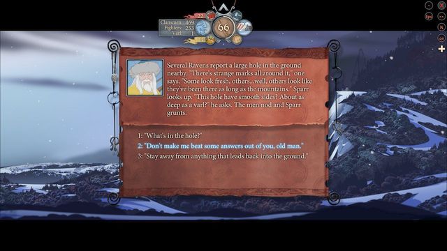 During the following days of the journey, you will reach a big hole in the ground - Road to Einartoft | Chapter 13 - Chapter 13 - The Banner Saga 2 Game Guide