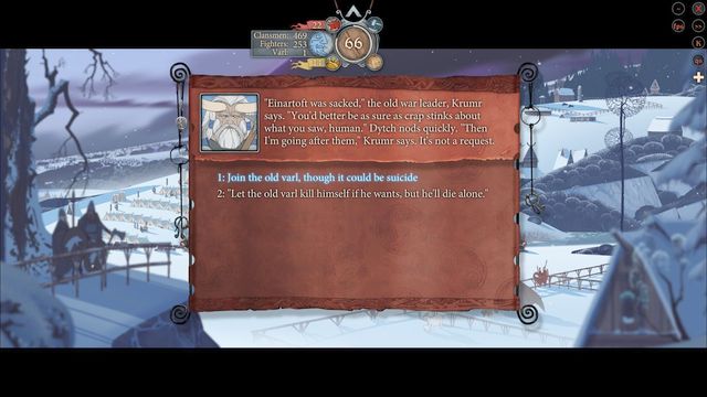 After reaching a small village of Einartoft, you will have to take an important decision - Road to Einartoft | Chapter 13 - Chapter 13 - The Banner Saga 2 Game Guide