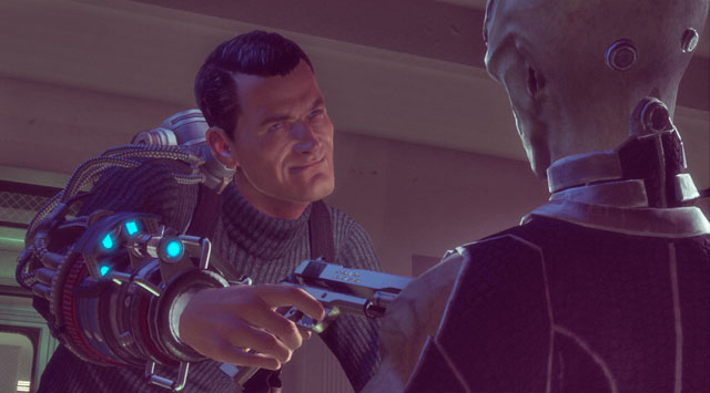 If you fire at the alien, you enrage Faulke. - Base Visit II (2) - Walkthrough - The Bureau: XCOM Declassified - Game Guide and Walkthrough