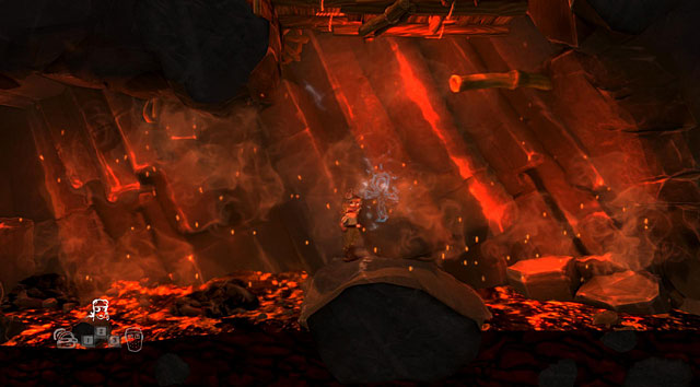 The painting is on a island in the lava pit - Less accessible paintings - The Cave - Game Guide and Walkthrough