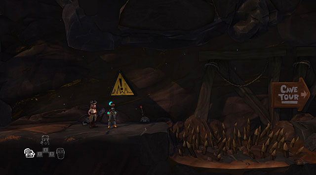 The passage will be blocked by a wide pit filled with sharp spikes - The Mine - The Cave (generally accessible locations) - The Cave - Game Guide and Walkthrough