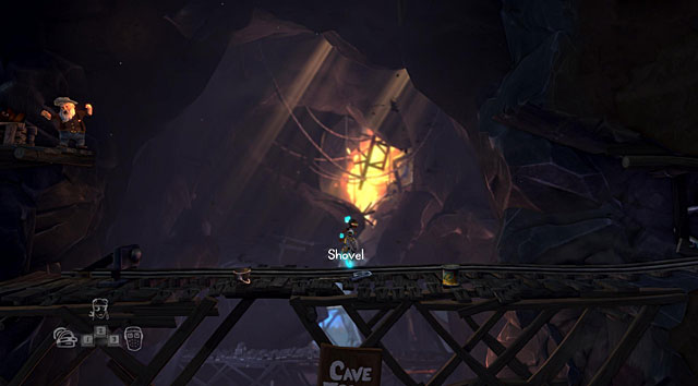 In the further part of the cave you will come across a crazy miner who will start throwing his equipment and afterwards also dynamite - The Mine - The Cave (generally accessible locations) - The Cave - Game Guide and Walkthrough
