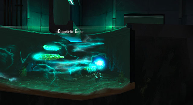 To the left of the ZOO gates you will see swimming Electric Eels - The ZOO - The Cave (generally accessible locations) - The Cave - Game Guide and Walkthrough