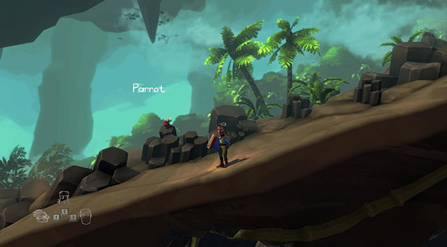 Take the Box of Crackers lying beside the boat and head to the left side of the village, where the Parrot is - The Island - The Cave (generally accessible locations) - The Cave - Game Guide and Walkthrough