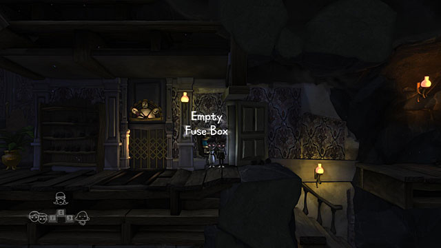 Head a bit lower and put the fuse into the Fuse Box found beside the elevator - Twins - Locations for specific characters - The Cave - Game Guide and Walkthrough