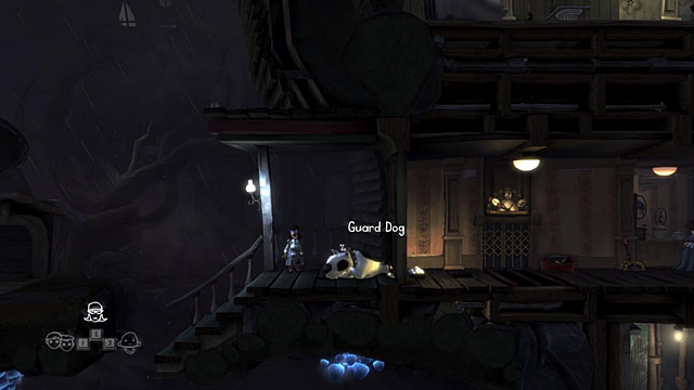 Return to the character with the bone and approach the Guard Dog lying on the porch of the house - Twins - Locations for specific characters - The Cave - Game Guide and Walkthrough