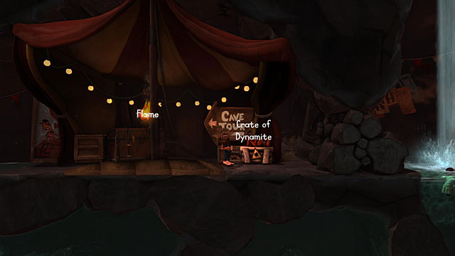 Head out of the water and take a stick of dynamite from the Crate of Dynamite - The Hillbilly - Locations for specific characters - The Cave - Game Guide and Walkthrough