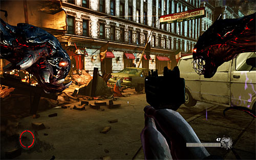 Choose the path leading to one of the main city streets and be ready to deal with few bandits along your way - Payback - p. 2 - Walkthrough - The Darkness II - Game Guide and Walkthrough