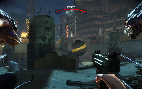 A duel with Swifty resembles a boss fight, because he controls a crane with a great demolish ball - Q and A - p. 2 - Walkthrough - The Darkness II - Game Guide and Walkthrough