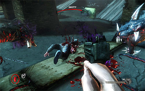 If you prefer to use tentacles, you can attack enemies from the distance, throwing at them different objects (for example metal bars found after destroying pillars) or run towards them and tear them apart - Q and A - p. 2 - Walkthrough - The Darkness II - Game Guide and Walkthrough