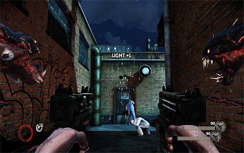 Go through the bar background and use the left tentacle (Q and rhythmically E) to pull out the door and end the second part of this chapter - Q and A - p. 2 - Walkthrough - The Darkness II - Game Guide and Walkthrough