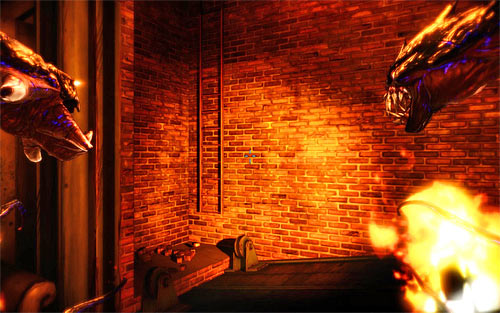 Start crossing through the burning brothel - Deal With the Devil - p. 1 - Walkthrough - The Darkness II - Game Guide and Walkthrough