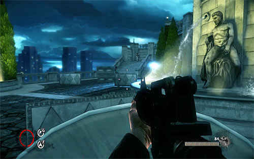 At first you might think that the only way to reach further areas of balcony is to hide behind low walls and shooting at enemies but you can also grab with your left tentacle large shields found on your way and depending on your preferences throw them at enemies or use them as covers, providing safe - Home Invasion - p. 2 - Walkthrough - The Darkness II - Game Guide and Walkthrough