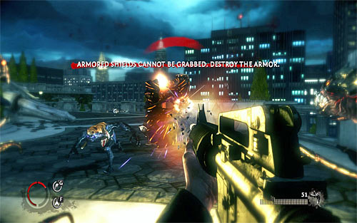 After getting to the upper balcony you'll meet not only regular enemy but also an opponent wielding a large shield - Home Invasion - p. 2 - Walkthrough - The Darkness II - Game Guide and Walkthrough