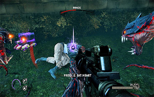 Remember to monitor your character's health bar and use previously mentioned, murdered bandits, because in danger situation you can eat their hearts - Saying Goodbye - p. 2 - Walkthrough - The Darkness II - Game Guide and Walkthrough