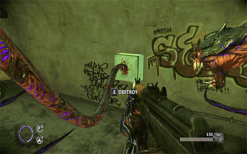 After unlocking the passage, go inside the adjacent room and destroy the generator, which powers up lamps you've passed by previously - Fun and Games - p. 1 - Walkthrough - The Darkness II - Game Guide and Walkthrough