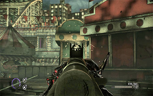 Look inside the Popcorn stall, picking up ammo - Fun and Games - p. 1 - Walkthrough - The Darkness II - Game Guide and Walkthrough