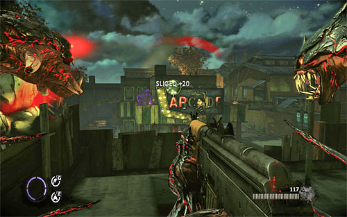 Listen to a new speech from Victor and notice that new enemies appeared around the building located on the other side of the street (Funland Arcade) - Fun and Games - p. 3 - Walkthrough - The Darkness II - Game Guide and Walkthrough