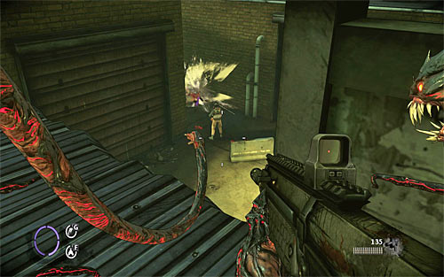 Move forwards, finding a Talent Shrine on your way and stopping at the place where down below you'll see new enemies - Fun and Games - p. 3 - Walkthrough - The Darkness II - Game Guide and Walkthrough