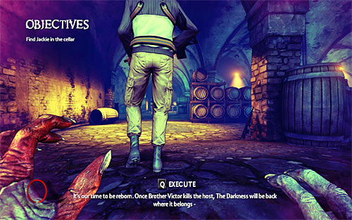 I suggest performing further actions according to instructions below, thanks to which you'll earn maximum essence points and additionally you won't be noticed - Rat in a Maze - p. 1 - Walkthrough - The Darkness II - Game Guide and Walkthrough