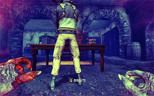 Now you can return to the first guard (the one standing next to the table) and execute him - Rat in a Maze - p. 2 - Walkthrough - The Darkness II - Game Guide and Walkthrough