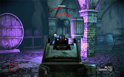 The only way to inflict Peevish damage is to shoot at him - Rat in a Maze - p. 3 - Walkthrough - The Darkness II - Game Guide and Walkthrough