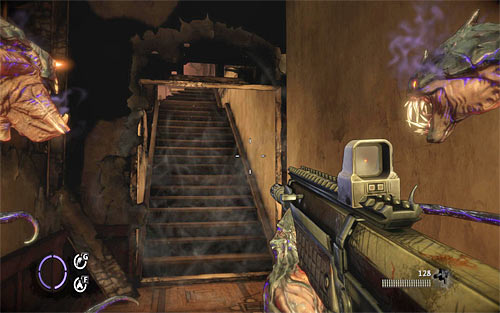 After the fight you should examine the corpses and look for ammo sheds and better weapons - Homecoming - p. 1 - Walkthrough - The Darkness II - Game Guide and Walkthrough