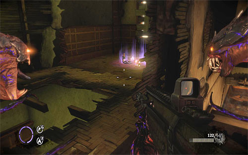 Depending on your preferences, you can now stay at this place, using the firearms and environment objects (metal bars for example), or run towards enemies and help yourself with tentacles - Homecoming - p. 1 - Walkthrough - The Darkness II - Game Guide and Walkthrough