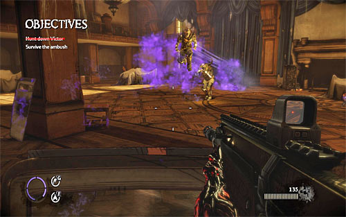 As for opponents, during this phase of the fight you have to watch for two elite enemies (one with the firearms and one with the melee weapon) - Homecoming - p. 1 - Walkthrough - The Darkness II - Game Guide and Walkthrough