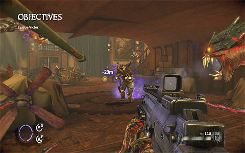 After reaching further part of the large room, prepare for an attack of elite enemy with a shotgun - Homecoming - p. 2 - Walkthrough - The Darkness II - Game Guide and Walkthrough