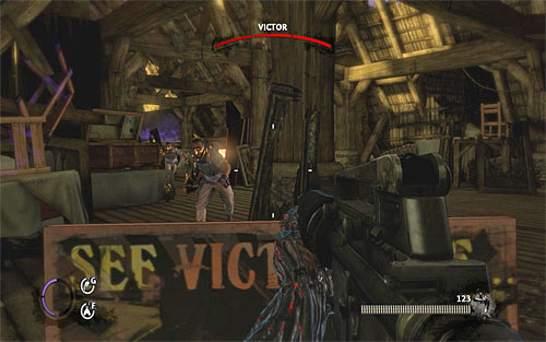 Try to approach Victor visible in a distance, which will result in appearance of his helpers - Last Stand - Walkthrough - The Darkness II - Game Guide and Walkthrough