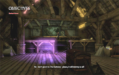 Victor can also summon darklings from time to time, but same as with Peevish fight, they die quickly and even if they can get closer to you, they won't inflict too much damage - Last Stand - Walkthrough - The Darkness II - Game Guide and Walkthrough