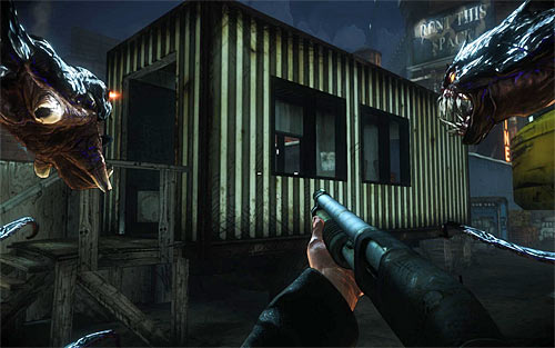 Right after finishing the fight with Swifty, go over the arm of the damaged crane and look for a small barrack (screen above) - Relics (01 - 06) - Relics - The Darkness II - Game Guide and Walkthrough