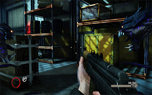 After reaching warehouses you have to get to the hall destroying the fuse box - Relics (07 - 13) - Relics - The Darkness II - Game Guide and Walkthrough