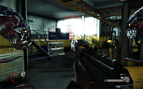 After reaching the loading zone in a final stage of the chapter, look around for door on the left, which are lightened by a reflector (screen above) - Relics (07 - 13) - Relics - The Darkness II - Game Guide and Walkthrough