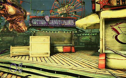 After getting inside the carnival (before fights and getting to the first shooting range0, go to the left - Relics (14 - 20) - Relics - The Darkness II - Game Guide and Walkthrough