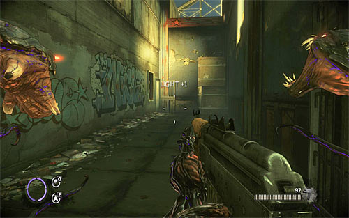 Shortly after failed attempt to destroy the large clown gate, you'll enter the new building (screen above) - Relics (14 - 20) - Relics - The Darkness II - Game Guide and Walkthrough