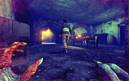 Playing as darkling get to the room with two guards (screen above) - Relics (21 - 29) - Relics - The Darkness II - Game Guide and Walkthrough